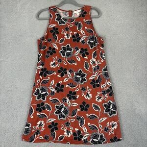 Garnet Hill Linen Dress 6 Beachy Floral Natural Pockets Sleeveless Resort 2022